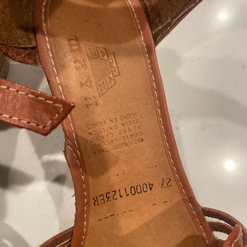 Maya Brown Woven Leather Wedge Sandals - Picture 4 of 10